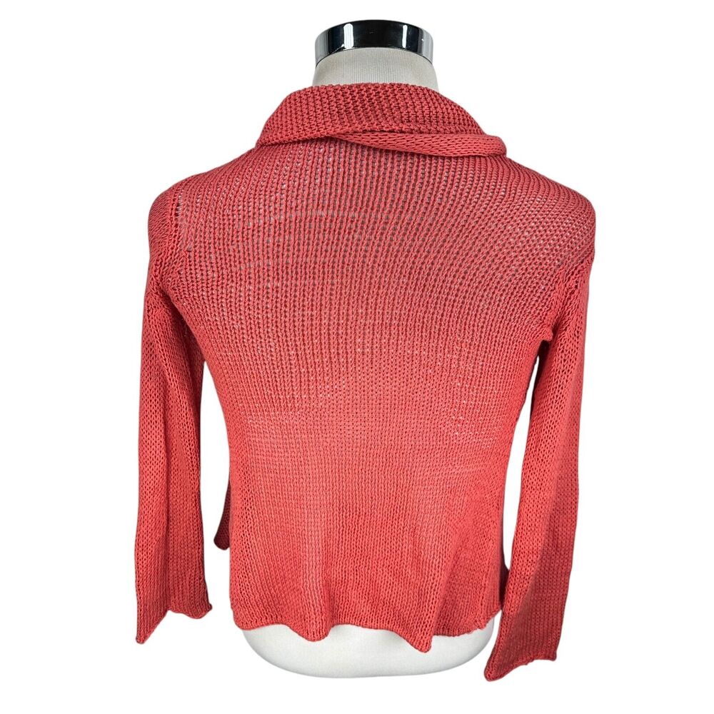 Wooden Ships Cardigan Sweater Women’s XS Open Light Cotton Knit Pinkish Orange - Picture 5 of 10